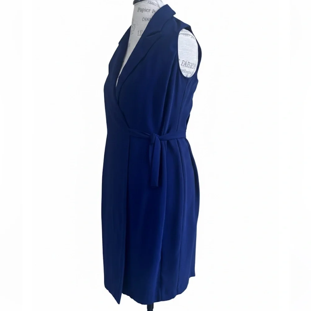 Amanda Uprichard “Montreal” Sleeveless Blue Wrap Dress Small Excellent Condition